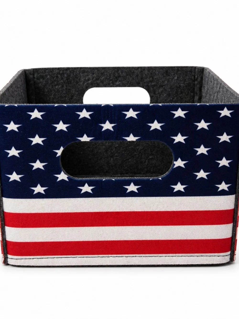 Two American Flag Fabric Storage Bin - Navy, Red & White